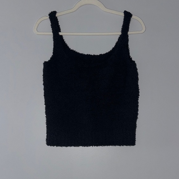 SKIMS Black Fuzzy Sleeveless Tank Top - cozy collection NWOT very soft + comfy - Picture 1 of 7